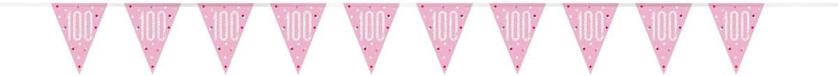 Pink & Silver Flag Banner - 100