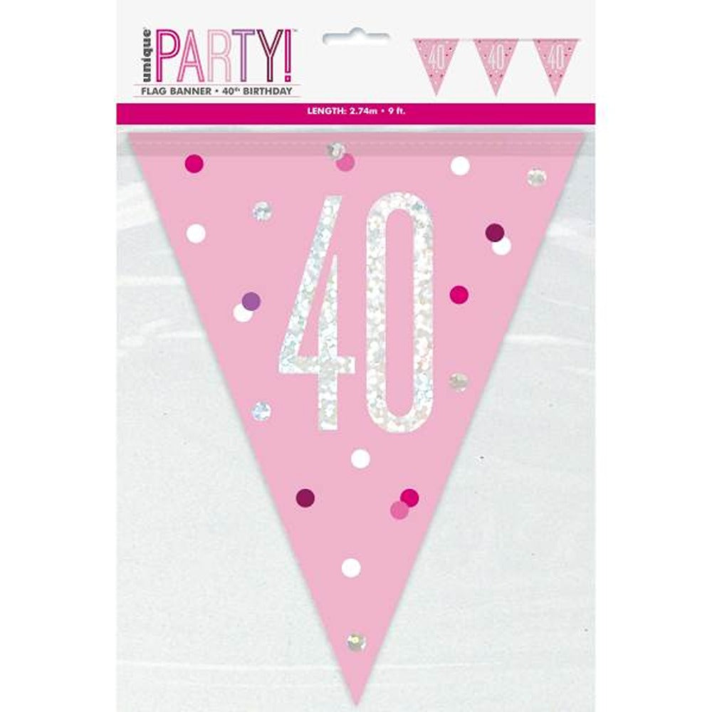 Pink & Silver Flag Banner - 40