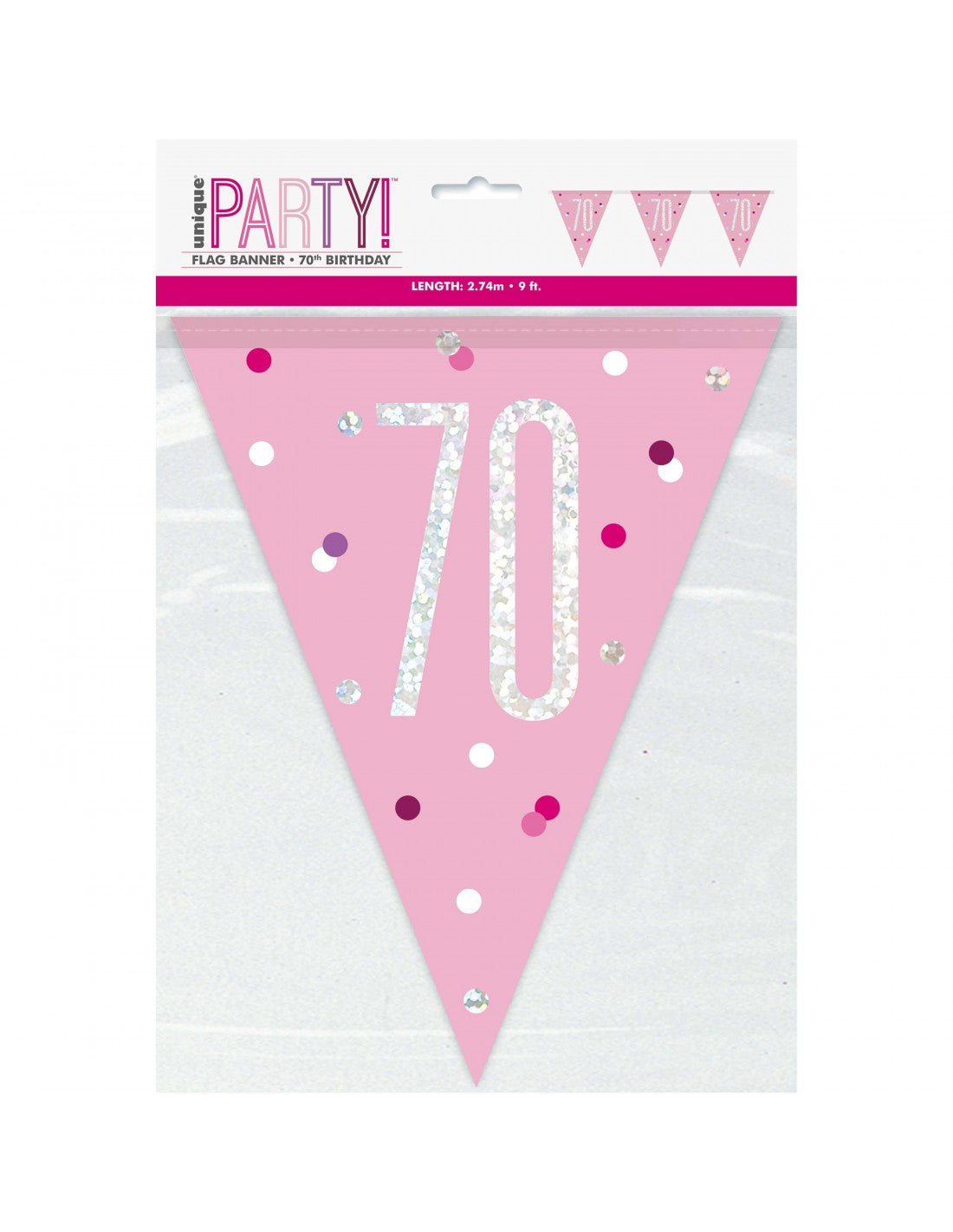 Pink & Silver Flag Banner - 70