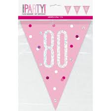Pink & Silver Flag Banner - 80
