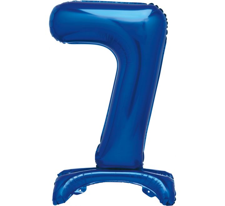 Blue 7 free standing 30" foil balloon