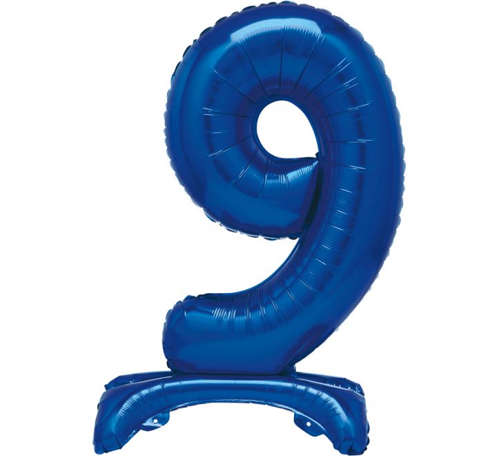 Blue 9 free standing 30" foil balloon