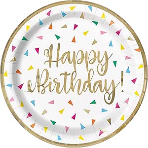 Bright Triangles Happy Birthday Plates 8ct