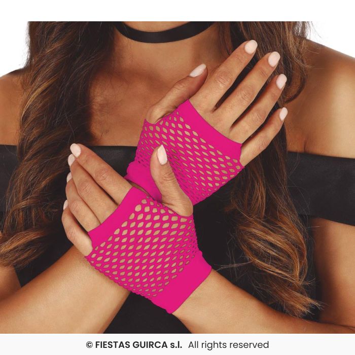 Fushia Neon Mesh Gloves 11cm