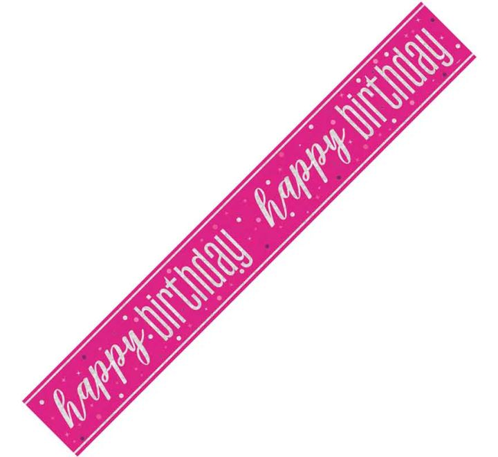 9ft Happy Birthday pink Banner