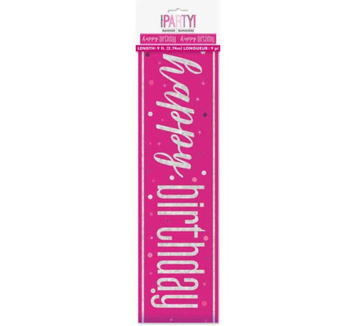 9ft Happy Birthday pink Banner