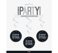 Black Hanging Happy Birthday Swirls