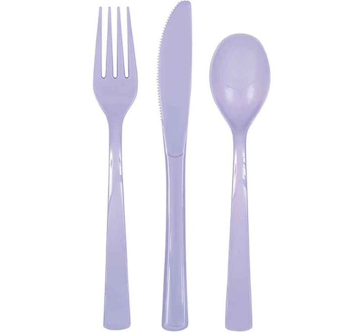 Lavender Plastic Cutlery 18ct