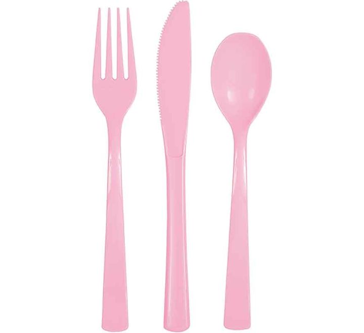Lovely Pink Plastic Cutlery 18ct