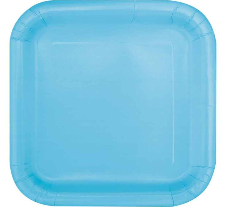 Powder Blue Square Paper Plates 16ct