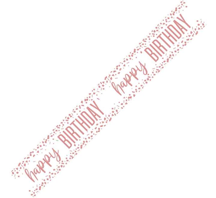 9ft Confetti Rose Gold Happy Birthday Banner