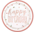 Happy Birthday Rose Gold Glitz Holo Plate 8ct