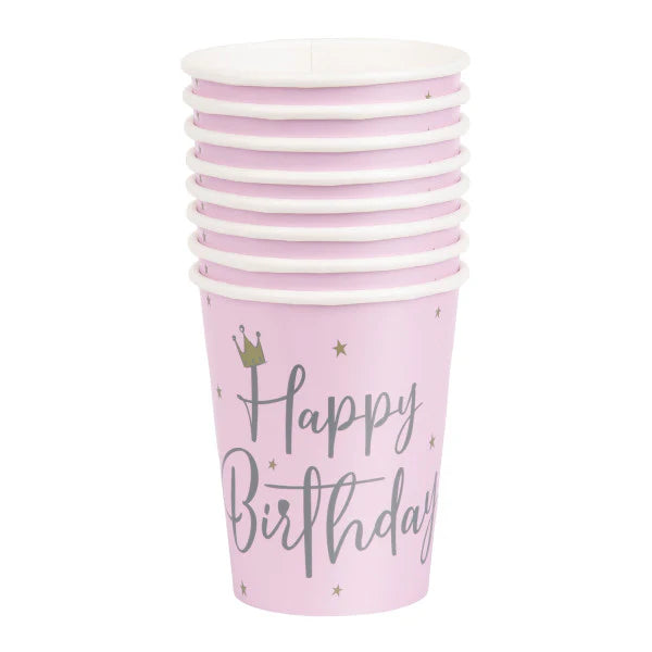 Pink Happy Birthday Swan Cups 8ct