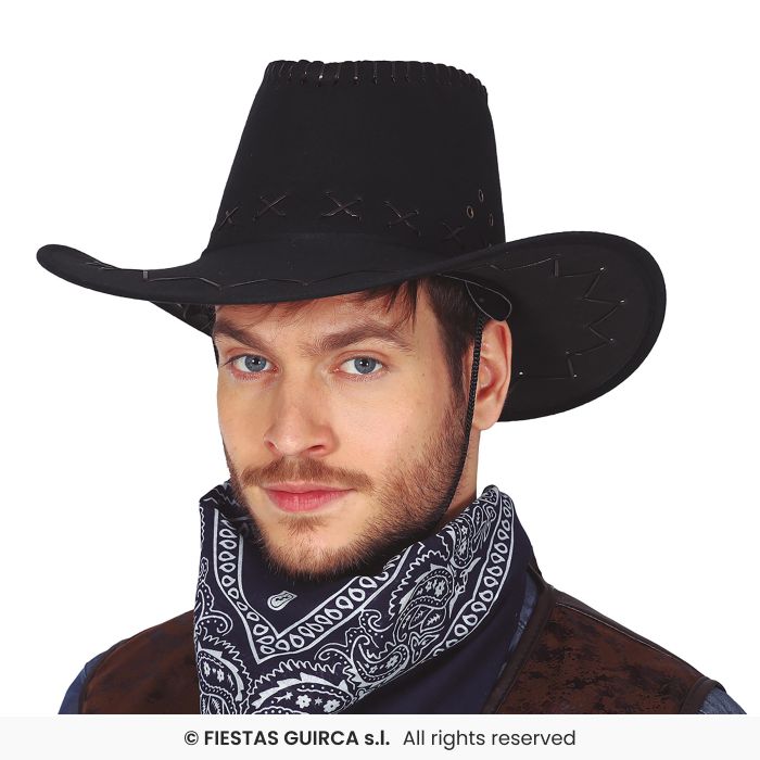 Black Stitched Cowboy Hat
