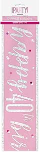 Happy 40th Birthday Banner Pink & Silver 9ft