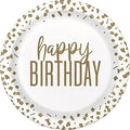 Confetti Gold Happy Birthday Plates 8ct
