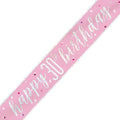 Happy 30th Birthday Banner Pink & Silver 9ft