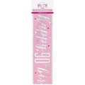 Happy 90th Banner Pink & Silver 9ft