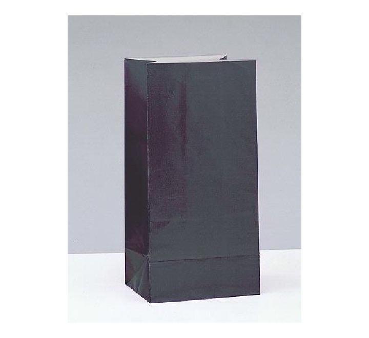 Midnight Black Paper Bags 12ct