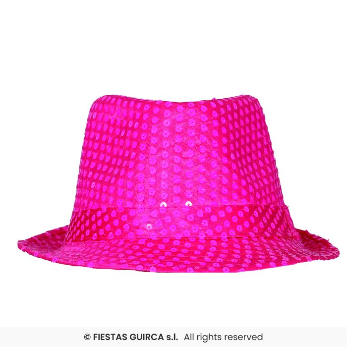 Neon Pink Sequin Gangster Hat