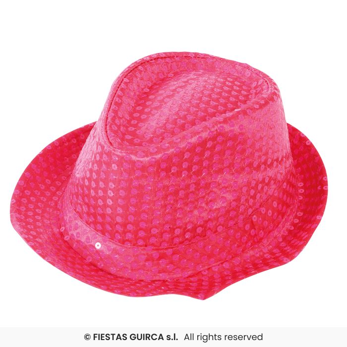 Neon Pink Sequin Gangster Hat