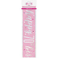 Happy 70th Birthday Banner Pink & Silver 9ft