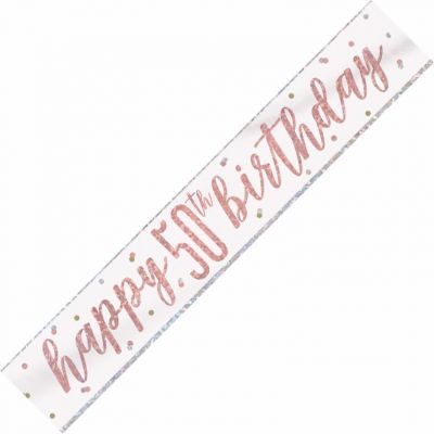 Happy 50th Birthday Banner Rose Gold 9ft
