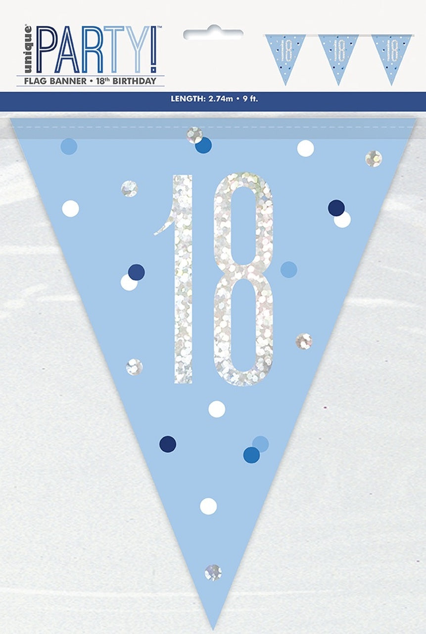 Blue & Silver Flag Banner - 18th