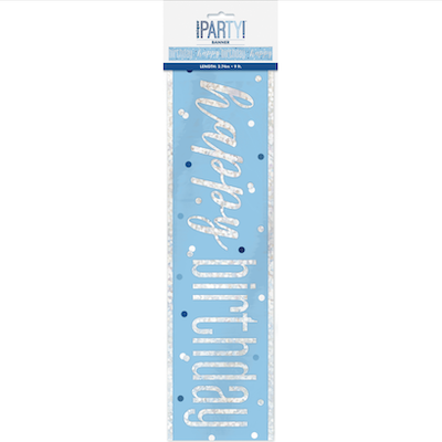 Happy Birthday Blue & Silver Banner 9ft