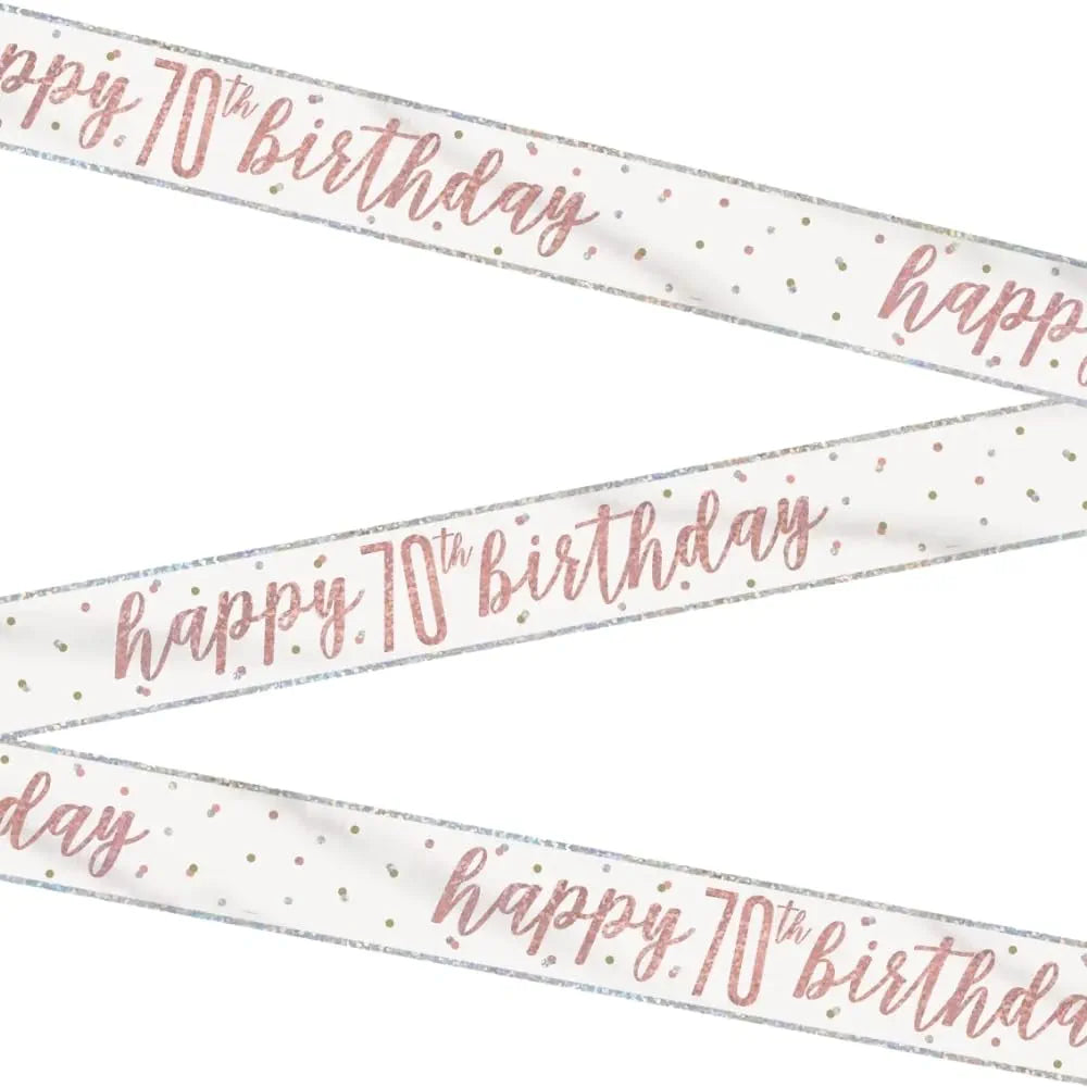 Happy 70th Birthday Banner Rose Gold 9ft
