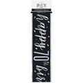 Happy 70th Birthday Banner Black & Silver 9ft