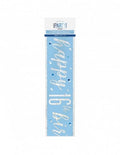 Happy 16th Birthday Banner Blue & Silver 9ft