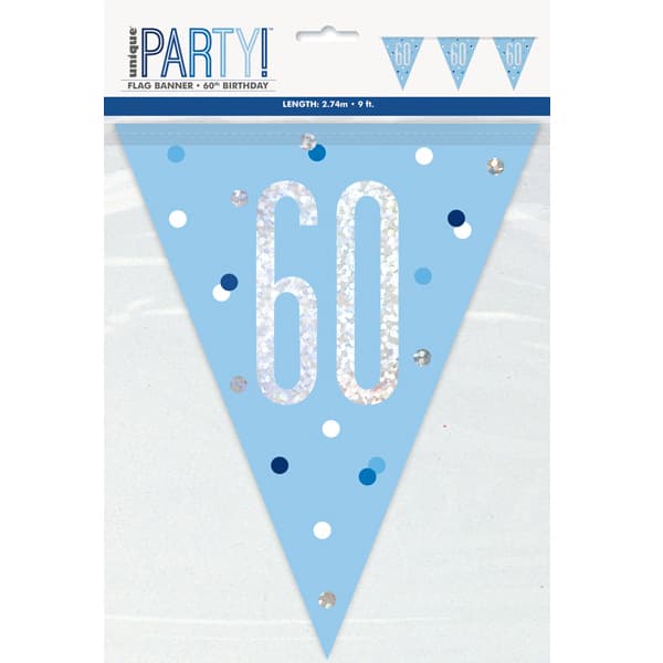 Blue & Silver Flag Banner - 60th