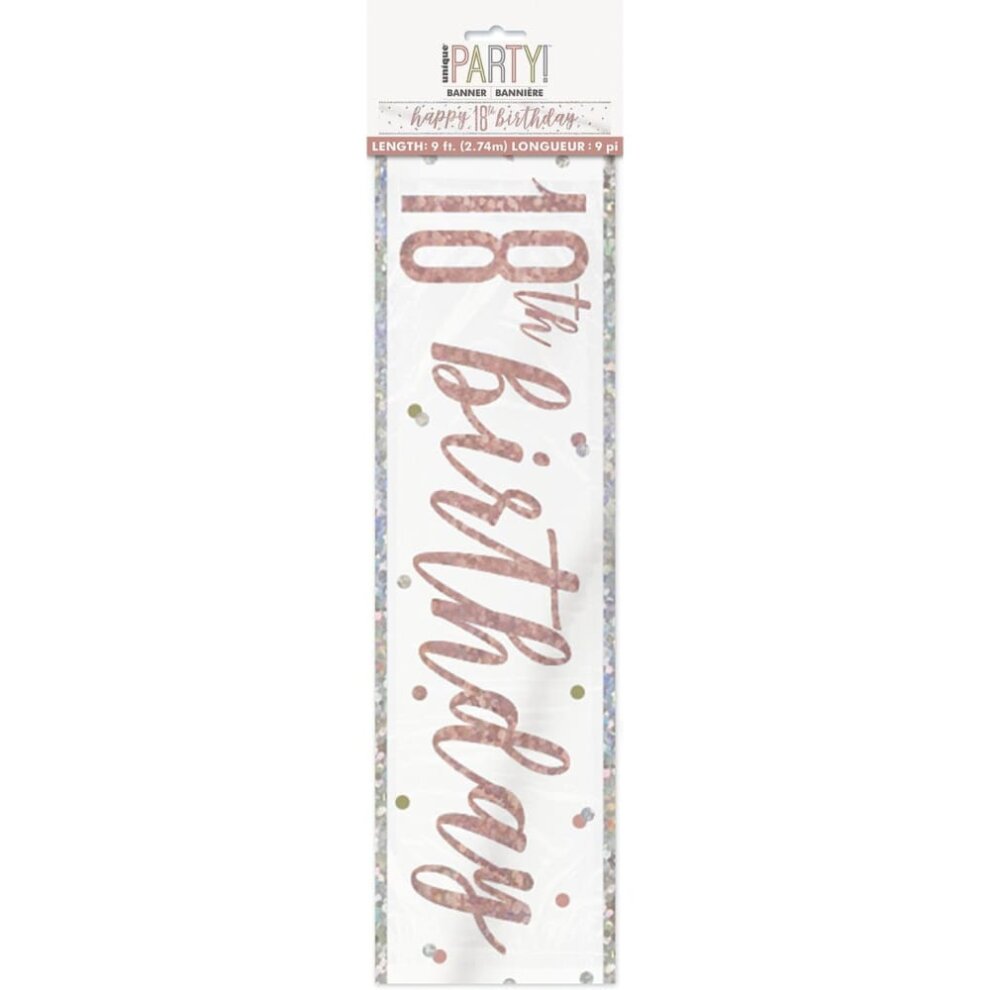 Happy 18th Birthday Banner Rose Gold 9ft