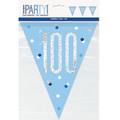 Blue & Silver Flag Banner - 100th