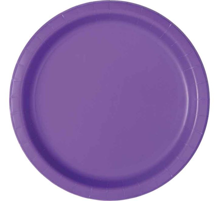 Neon Purple Paper Plates 16ct