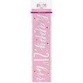 Happy 21st Birthday Banner Pink & Silver 9ft