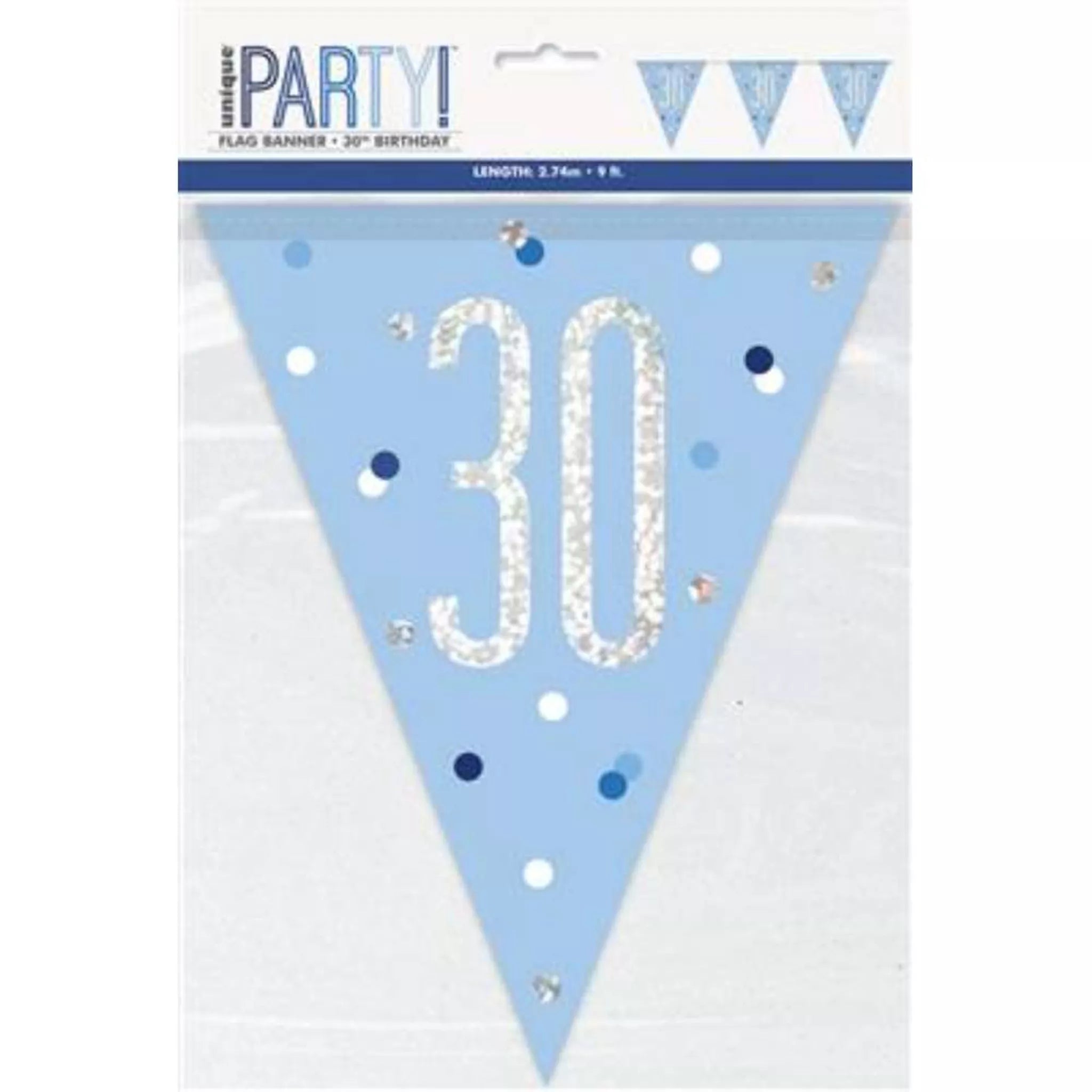 Blue & Silver Flag Banner - 30th