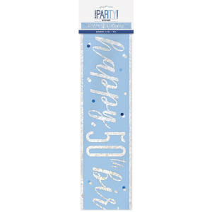 Happy 50th Birthday Banner Blue & Silver 9ft