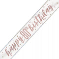 Happy 80th Birthday Banner Rose Gold 9ft