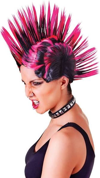 Mohican pink and black wig