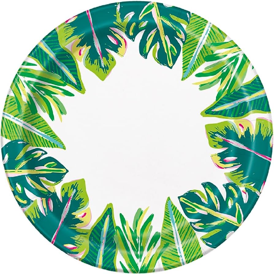 Tropical Leaves Paper Plate 9"